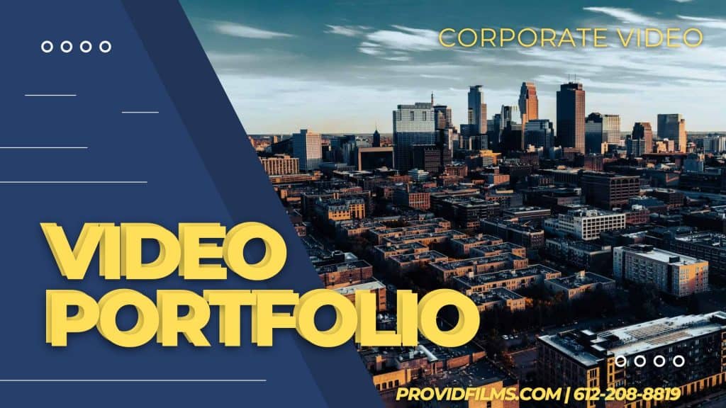 Graphic showing Corporate Video Production Portfolio with Minneapolis Skyline