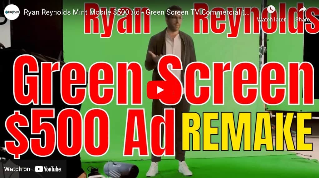 $500 Ryan Reynolds Mint Mobile Green Screen TV Commercial Production