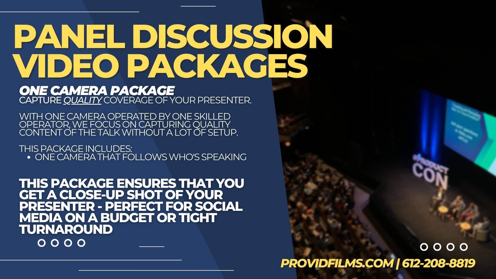 Panel Discussions Video Services Graphic - 1 camera package