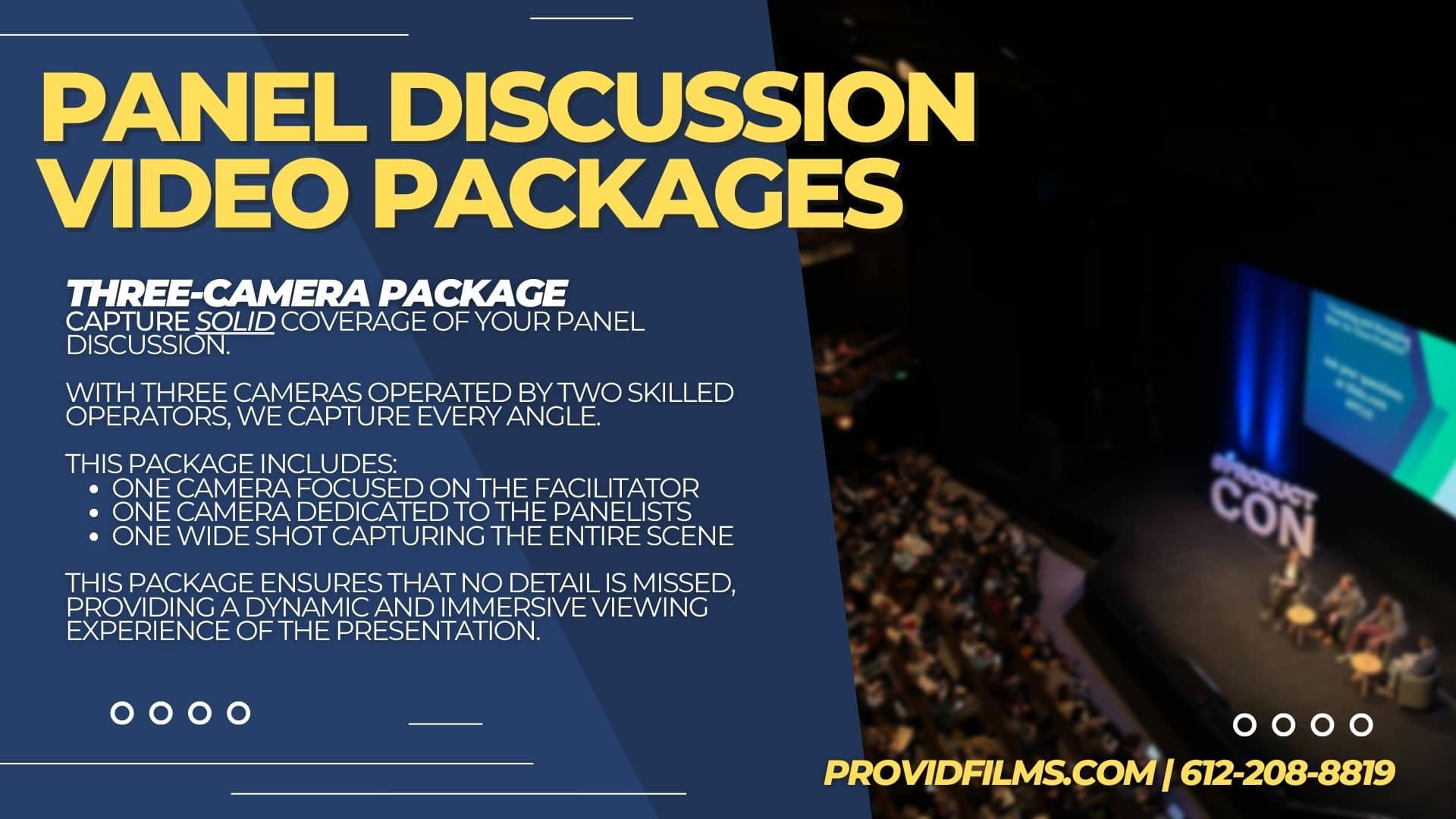 Panel Discussions Video Services Graphic - 3 camera package
