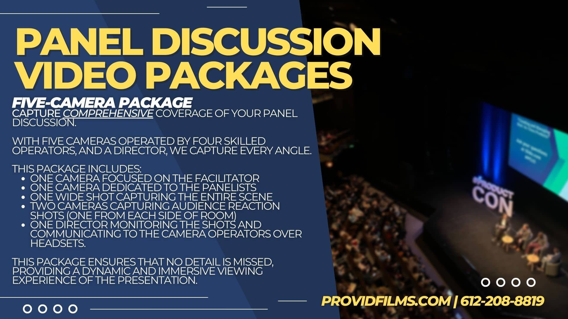 Panel Discussions Video Services Graphic - 5 camera package