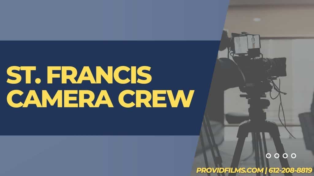 Graphic of a video camera with the text saying "St. Francis Camera Crew"